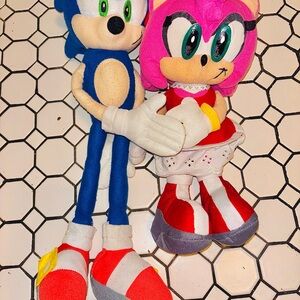 Sonic and Amy Plush Toy Set - Blue and Pink